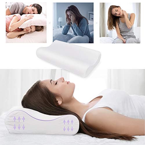 ZG Home Memory Foam Velvet Cover Pain Sleeping, Cervical Neck Support for Back and Side Sleepers Orthopedic Contour Premium Pillow (24”x15”) Queen Size White (2 Pack) — view 6