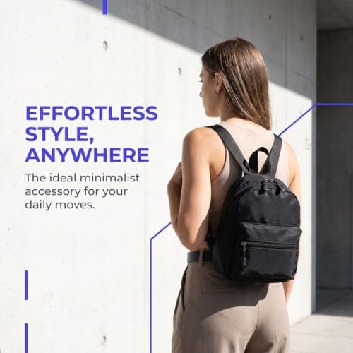 Dooaqiin Small Backpack for Women, Mini Rucksack Compact Daypack, Lightweight Black Backpack with Multiple Pockets, Adjustable Straps for Daily Use, Travel, and Commuting — view 5