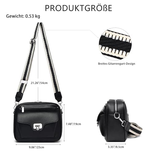 Myhozee Cross Body Bag Women Handbags for Women Vegan Leather Shoulder Bag Handbag with Adjustable Wide Strap & 3-Slot Card Holder for Ladies Girls Travel Shopping Work Daily Use Brown — view 3