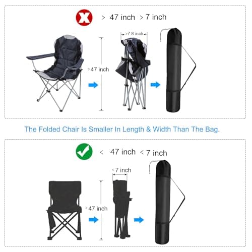 PATIKIL 46 Inch Camp Chair Replacement Bag, 2 Pack 210D Oxford Folding Chair With Shoulder Strap Storage for Outdoor Camping Travel, Black — view 6