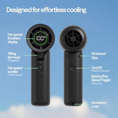 BLUEAIR AlwaysCool Portable Handheld Fan F7, 36H Battery, Quiet Personal Cooling with Strong Airflow, USB-C Rechargeable, Compact Travel & Desk Fan – Charcoal — view 6