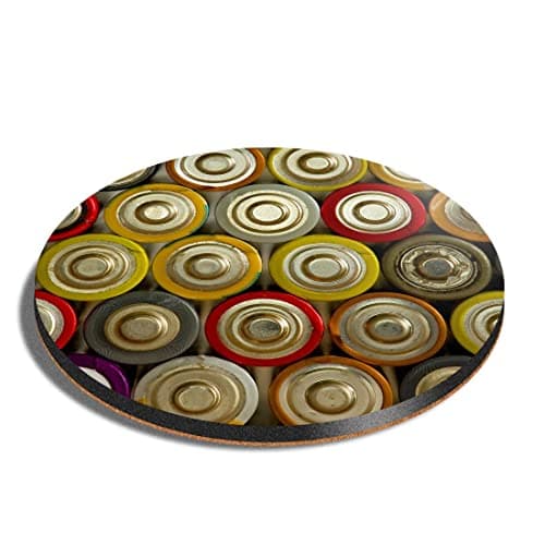 1 x Round Coaster - Retro Batteries Power Bank Cork Backed MDF Glossy Tea Coffee Accessory #3084