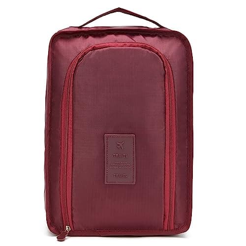 Hualibao Travel Shoes Pouch Shoe Bag with Handle Holds 1 Pairs of Shoes, Shoe Packing Cubes for Travel, Maroon, One Size