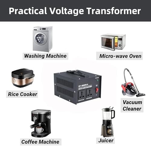 ybaymy 1000W Voltage Transformer, 220/240V to 110/120V Step Up & Step Down Voltage Converter, UK to US 110V & 220V Outlets, 1000VA Voltage Converter with UK Standard Plug and Circuit Break Protection — view 5
