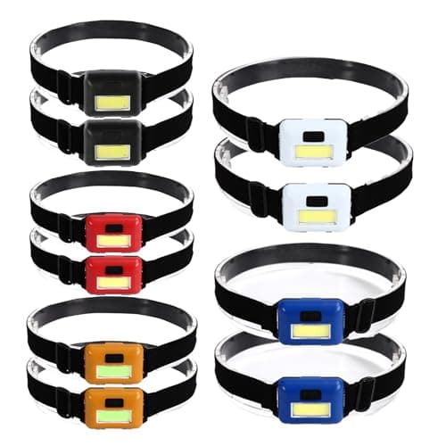 POCKETMAN Pack 10 LED Headlamp COB Super Bright Lightweight Headlight Waterproof Head Torch Lamp for Outdoor Camping Lighting Night Running Emergency