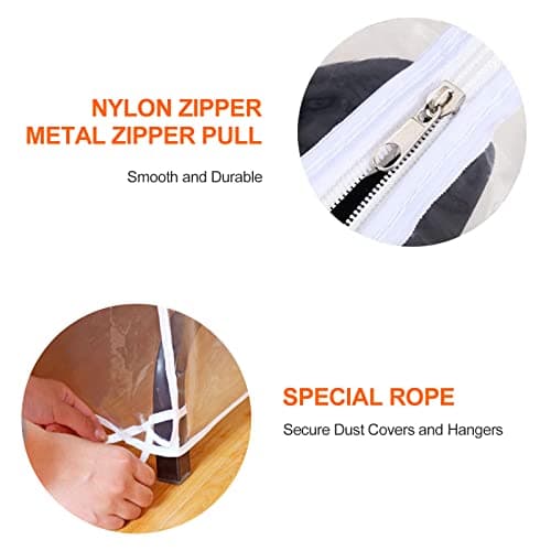 Newaner Garment Bag Long 110 cm Moth Protection for Clothes Rails, Translucent Garment Bags with Zip, Protective Cover, Clothes Rail for Dust, Moisture-Proof — view 6