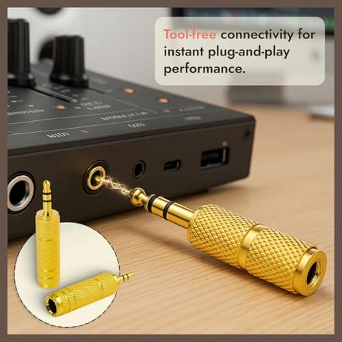 6 Pack 6.35mm Male to 3.5mm Female Headphone Jack Adapter, Gold-Plated Audio Adaptor for Amplifier, Guitar, Piano, Speaker, Stereo, Aux, Mic ,Copper Anti-Magnetic Trs Converter for High, Fidelity Soun — view 6