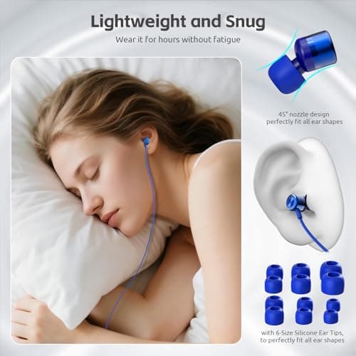 MORMOQUE EP-06 Wired Earbuds in-Ear Earphones,Build-in Microphone Noise Isolating Headphones,3.5mm Jack 4.9ft Long Cord Ear Buds,HD Bass Audio,with 6 Ear Tips,for Smartphones/Laptop/Computer Etc-Blue — view 5