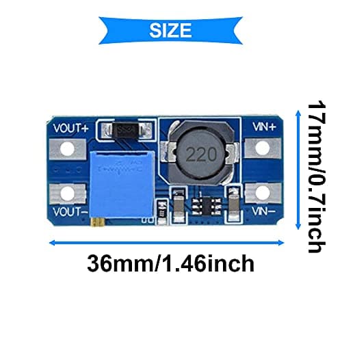 Youmile 5 Pcs DC-DC Step Up Boost Power Converter 2V-24V to 5V-28V 2A Adjustable Voltage Regulator Power Supply Module for Arduino With 24AWG Wire — view 3