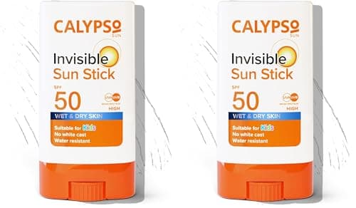Calypso Invisible Sun Stick, SPF50 Sun Protection for Wet and Dry Skin, 15g (Pack of 2)