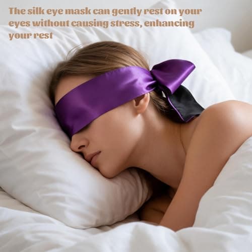 HJZHII 4Pcs Silk Satin Eye Mask, Satin Silk Eye Covers Soft Comfortable Blindfold Sleeping Masks Adjustable Blackout Eyes Cover V-Shaped Satins Sleep Masks for Women Men Valentine's Day Gift — view 3