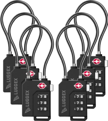 LUGGEX Suitcase Locks, Luggage Locks, TSA Approved Luggage Locks,Black,6