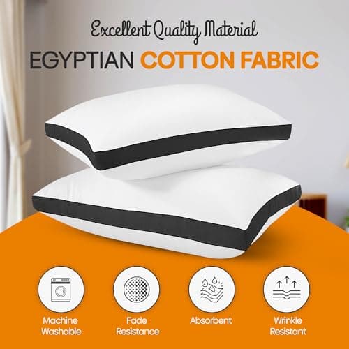 Oliver Bedding Egyptian Cotton Box Pillows 2 Pack- Breathable Hotel Pillows — view 2
