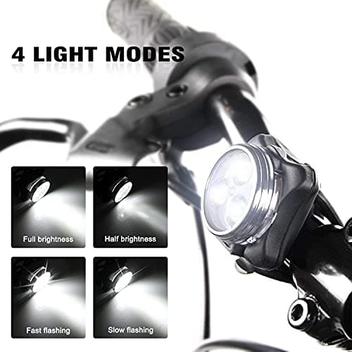 Ascher USB Rechargeable Bike Light Set, Super Bright Front Headlight and Rear LED Bicycle Light,650mah Lithium Battery,4 Light Mode Options(2 USB cables and 4 Strap Included) — view 2