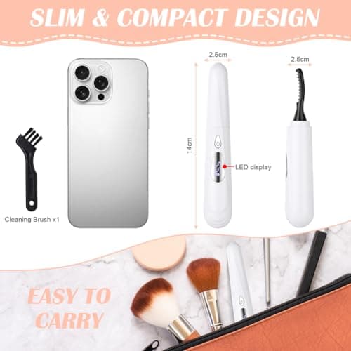 LOPHE Heated Eyelash Curler, 4-Temperature Settings with Fast Heating, USB Rechargeable Automatic Shut-Off Safety, Travel-Friendly Lash Curling Tool for Home & Travel (White-E) — view 2