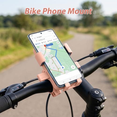 360° Motorbike Phone Holder | Bike Phone Mount Clamp | E Bike Accessories | Bicycle Phone Holder & Mount | Universal Motorbike Scooter Handlebar Cradle | Cycling MTB Road Bike Accessories Gift - Pink — view 4