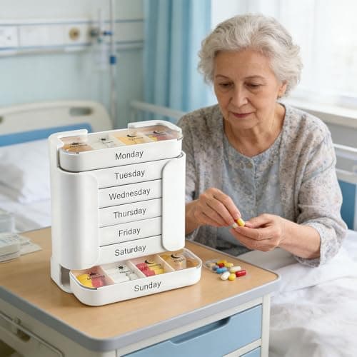 Compact Travel Tablet Container with 28 Divisions, White — view 6