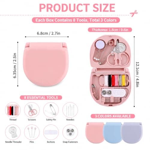 KUBDPQOR 3PCS Mini Travel Sewing Kit Set – Portable Needle & Thread Box, Plastic Sewing Case with Scissors, Needles, Pins, Buttons and Thread for Home, Travel and DIY Repairs Black — view 3