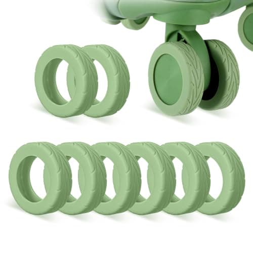 Wanmu 8 Pcs Luggage Wheels Protection Covers, Anti-Noise Silicone Wheel Protective Covers for 2-2.4'' Spinner Wheel, Wear-Resistant Travel Carry On Luggage Suitcases Wheels Protector (Green)