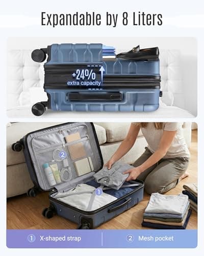 LIGHT FLIGHT Expandable Cabin Suitcase 20 Inch, ABS Carry On, 55x22x38 — view 3