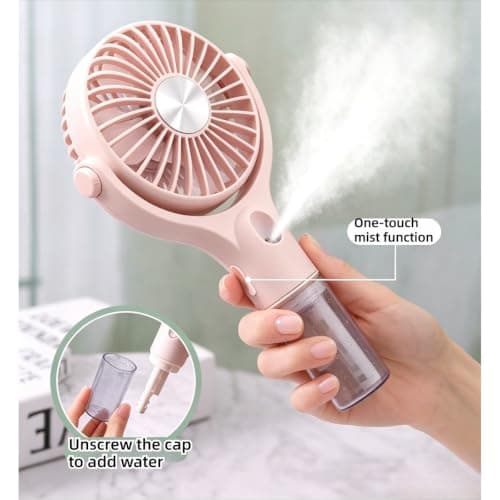 FUNCITTE Handheld Misting Fan with Detachable Base, USB Rechargeable Portable Water Spray Cooling Mini Fan, Personal Hydrating Mist Fan for Summer Outdoor Travel Beach Sunscreen Makeup (white) — view 6