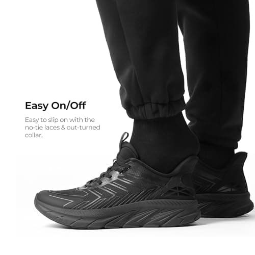 ALLSWIFIT Mens Slip On Walking Shoes Running Sneakers,All Black,9 — view 2