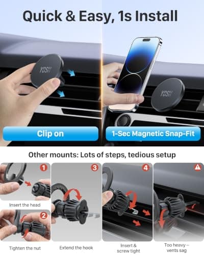 YOSH for MagSafe Car Mount Magnetic Car Phone Holder Air Vent for iPhone — view 3