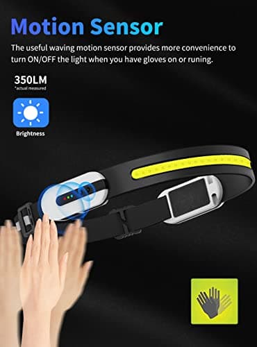 DARKBEAM Head Torch Rechargeable USB - C Headlamp COB Hardhat Light — view 5