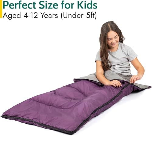 Trail Kids Sleeping Bag, Mini Envelope 200gsm, 2 Season Summer Spring Autumn, Boys, Girls, Outdoor Camping, Lightweight Compression Carry Bag, 160cm x 65cm — view 3