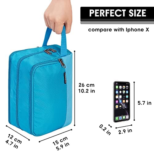 WANDF Toiletry Bag Water-Resistant Nylon Travel Wash Bag Lightweight Dopp Kit for Men and Women(A-Pure Blue) — view 5