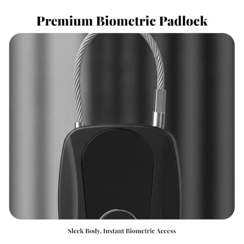 Padlock Biometric Lock Keyless Padlock Steel Wire Shackle Construction with Quick One Multi User Profiles and Emergency Charging Suitable for School — view 3