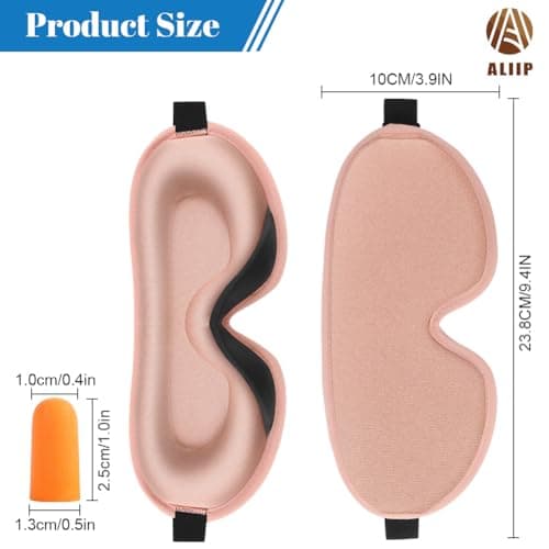 ALIIP 3D Contoured Sleep Mask with Earplugs,Blackout Eye Cover,2 PC,Pink — view 2