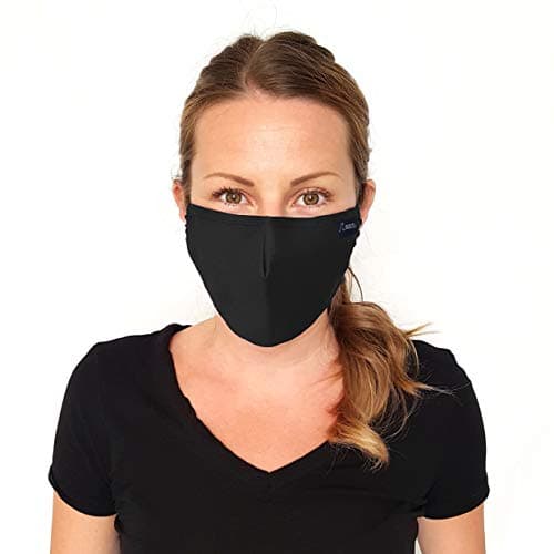 SwimCell Reusable Face Masks for Adults - 100% Cotton- Black (2 Pack) — view 2