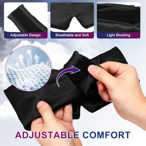 HEMOTON Sleeping Mask with Earplugs and Travel Case, Breathable Faux Silk Eye Mask, 100% Blackout for Side Sleepers, Ideal for Yoga, Nap and Restful Sleep - for Men and Women — view 6
