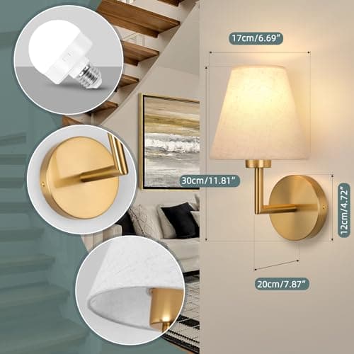 EIDEARAY Battery Operated Wall Lights,Rechargeable Wall Lights with 5000mAh Dimmable Detachable Charging Bulbs and Remote,Wireless Wall Light for Living Room Bedroom Bedside Farmhouse Hallway(2 Pack) — view 5