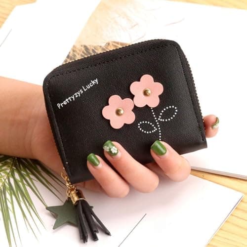 2026 New Arrivals Backpack Women's Purse for Women with Tassel, Cute Flower Zipper Purse, Multifunctional Card Holder for Daily Use, Perfect for Commuting (Black, One — view 2