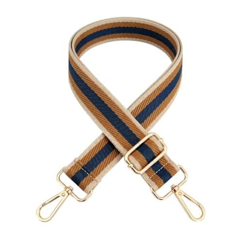 Bag Strap - Wide Adjustable Bag Straps for Crossbody Handbags, Replacement Shoulder Handbag Straps, Geometric Pattern Handbag Strap for Bag Replacement Women Men(Blue and Brown and Khaki)