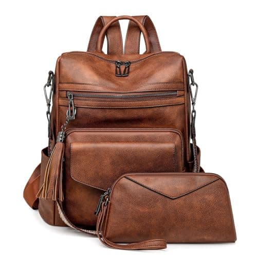 BOHJPIS Women Backpack Anti-Theft Lightweight Waterproof PU Fashion Travel Multipurpose Convertible Purse Shoulder Bag Handbag Backpack (Brown)