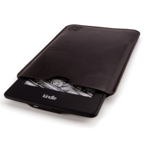Dockem Executive Sleeve for Kindle Paperwhite (2012-2018 models), Kindle 6", Kindle Voyage; Slim, Simple, Professional Case: Microfiber Felt Lined Basic Synthetic Leather Protective Cover [Dark Brown]
