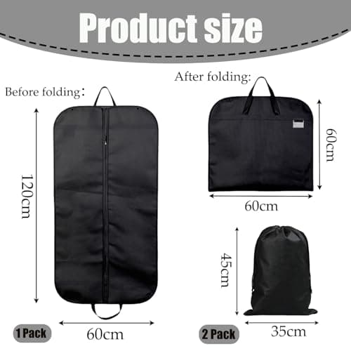 3 Pcs Suit Bags for Men and Shoe Bag Set, 60x120cm foldable Suit Carriers for Men, With zipper Travel Garment Bags, Durable and Breathable Suitable for Travel Business and or Storage — view 2