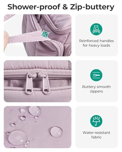 BAGSMART Travel Toiletry Bag for Women, Large Puffy Quilted Makeup Bag — view 5