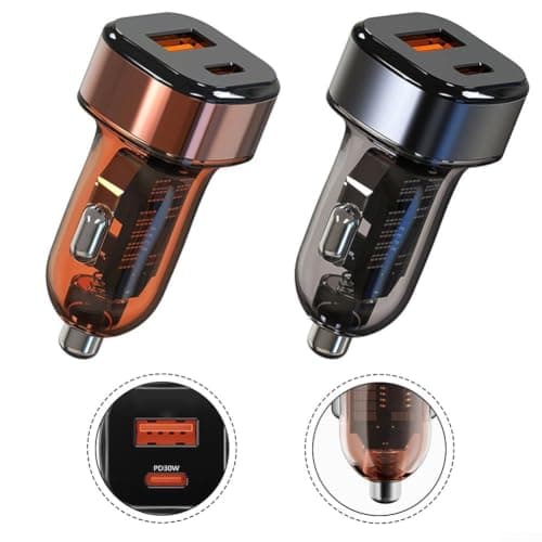 Transparent Dual USB Car Charger 52.5W High Speed Charging Adapter Mechanical Style for Phones Tablets Brown(Orange) — view 3