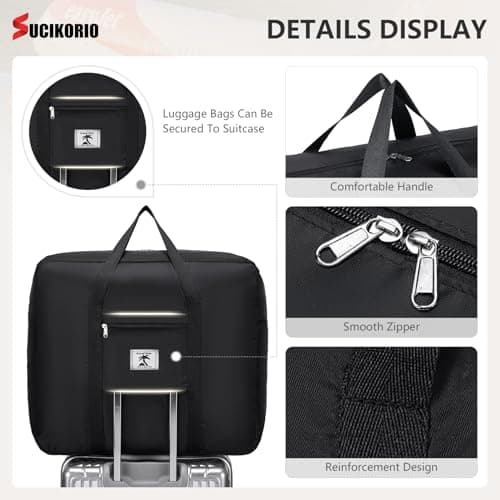 SUCIKORIO 56x45x25cm Jet 2 New easyJet Large Cabin Bags Underseat, 63L Waterproof Travel Duffle Bag Foldable Hand Luggage Bags Cabin Size Hospital Weekend Carry On Airport Bag for Planes, Men, Women — view 5