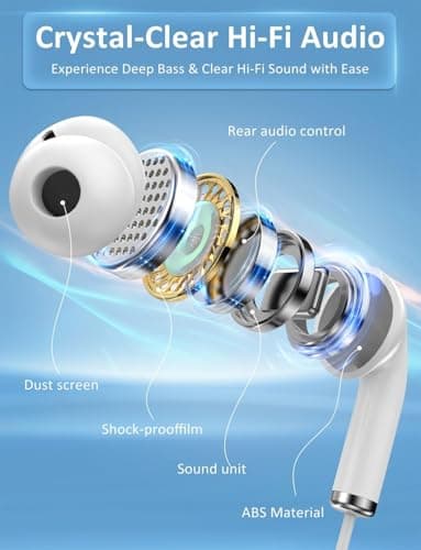 2 Pack USB C Headphones for iPhone 17 16 15 Pro Max, Type C Earphones with Microphone & Remote Control Noise Cancelling Wired Earbuds USB C Earphone for Samsung S24 S23 S22 S21 Ultra, Pixel 8 9, White — view 2