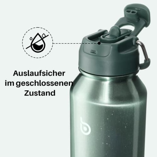 bottlebottle Insulated Water Bottle with Straw 1180ml(40oz) Sports Stainless Steel Water Bottles with Handle Lid Outdoors Drink Flask for Pills (Aurora Teal) — view 3