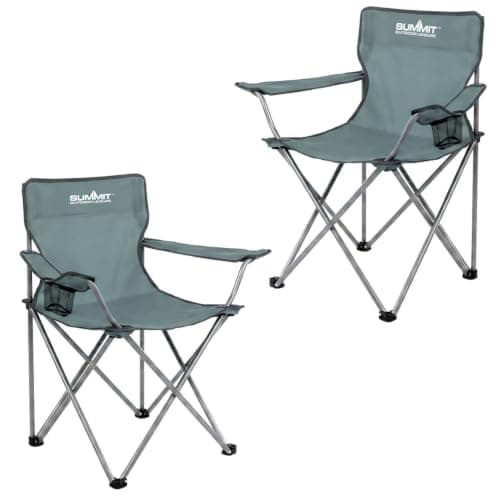 Folding Camping Chair With Cup Holder | Carry Bag | 2 Set | Grey