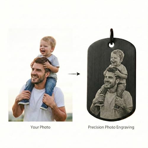 Personalised Photo Keyring, Double Sided Custom Dog Tag – Picture & Text – Anodised Aluminium Engraved Keychain – Him, Her, Boyfriend, Dad, Husband – Birthday, Anniversary, Fathers Day Gift — view 3