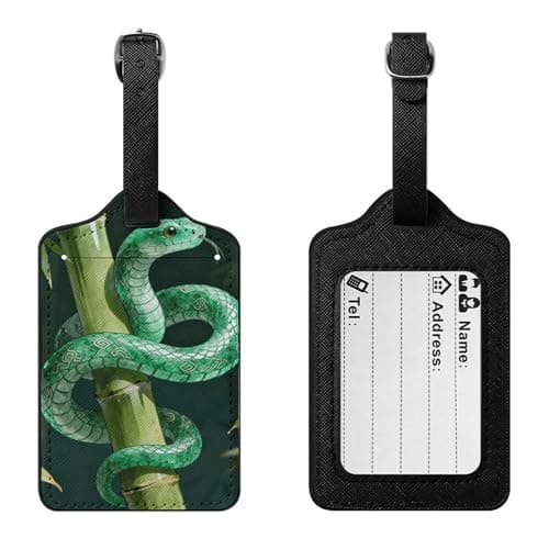 Jade Snake Bamboo Suitcase Tags Personalized Luggage Tag with Privacy Cover ID Card Slot for Travel Luggage Bag, Unique Design Name Tags for Suitcases, Backpacks & Gifts — view 3