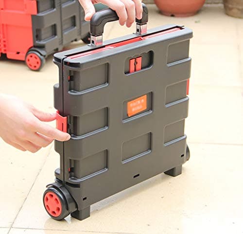 FLYIFE Movable Hand Trucks Cart Shopping Cart, Folding Car Boot Storage Box with 2 Wheels Shopping Grocery Cart Travel Portable Basket for Camping Picnic Trolleys — view 4