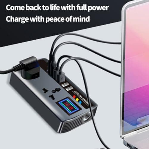 Vehicle Powers Inverter | Inverter Car Converter To Outlet Plug | 12V To 240V Interchangeable | 2 Sockets Output 3 USB Ports Outlet | 12V/24V 220V Outlet Adapter For Laptop Camping Road Trip — view 6